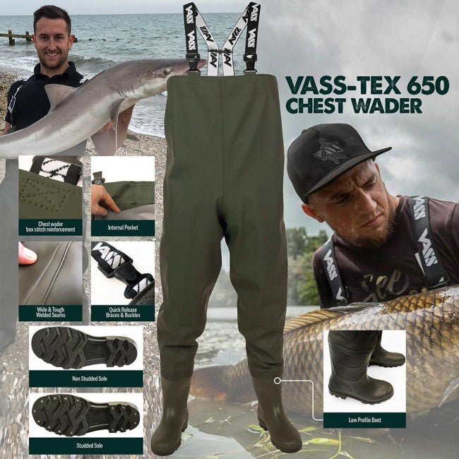 Vass Pvc Vass-Tex PVC Bootfoot Waders with Studs – Border Guns and Tackle